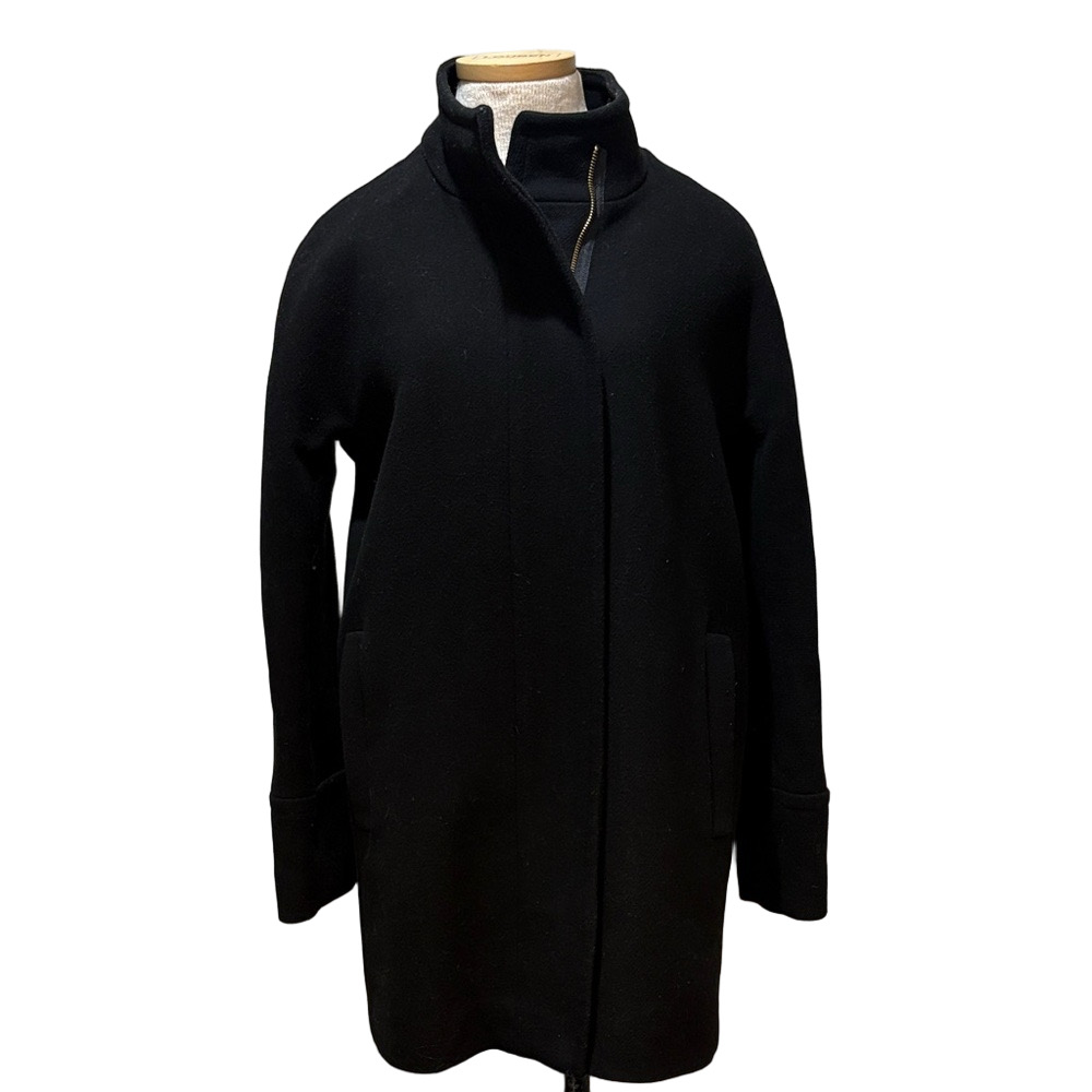 J Crew sz 10 black wool blend classic coat